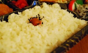 Arroz gratinado con capas de tomate y queso mantecoso