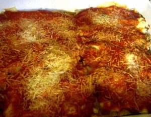 Zapallitos muy cremosos con salsa de tomate y queso